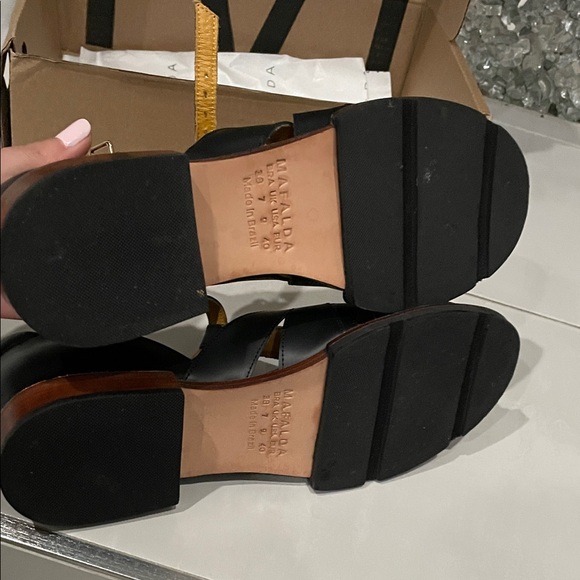 Mafalda Black fisherman Leather Flats with Strap - Picture 8 of 11